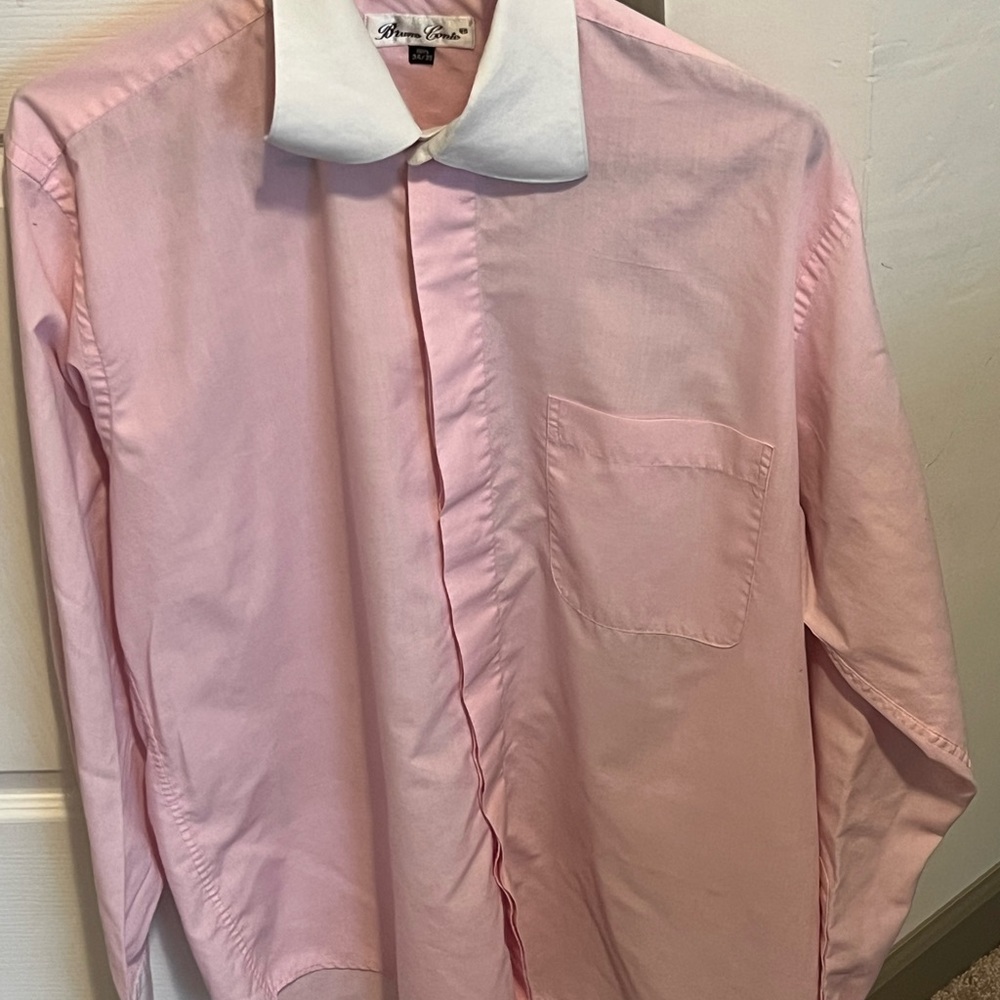Pink and White Dress Shirt Long Sleeve